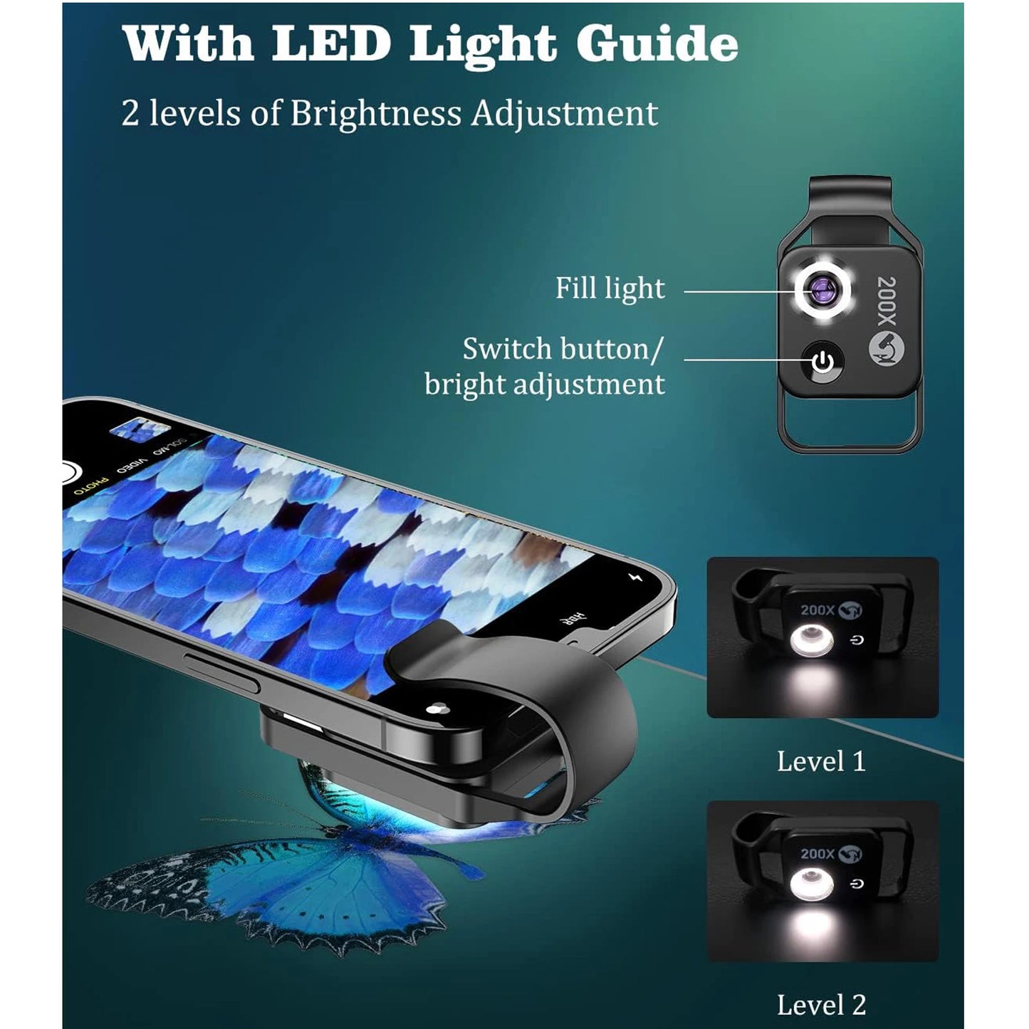 Phone Microscope with LED Light